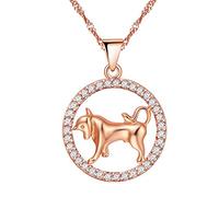 Uloveido Taurus Zodiac Sign Pendant Necklace for Girls Rose Gold Plated Sign Necklace for Women Birthday Jewellery Gift with Cubic Zirconia N1047