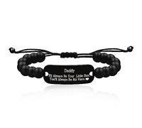 Uloveido To Daddy Bracelet I'll Always Be Your Little Boy, You 'll Always Be My Hero- Adjustable Black Onyx 8mm Beads Bracelets Gifts for Dad from Son