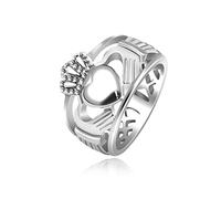 Uloveido Traditional Stainless Steel Claddagh Celtic Ring Hands Holding Heart Friendship and Love Crown Ring for Men Women Y1729, Metal, Cubic Zirconia