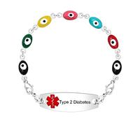 Uloveido Type 2 Diabetes Medical Alert Bracelets for Women Mother Grandmother with Free Engraving Type 2 Diabetes Stainless Steel Waterproof Emergency Medical ID Bracelets Y3978