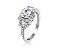 Uloveido Unique Sqaure Clear Cubic Zirocnia Cross Design 925 Sterling Silver Ring Fashion Women Wedding Engagement Jewellery (3g, White, Size L) JZ102