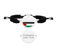 Uloveido White-DIY Palestine Bracelet for Men Women | Islamic Mosque Stainless Steel Wristband | Black Cord Personalized Dome Pendant | Support Palestine Gaza Resistance Style | YA6014
