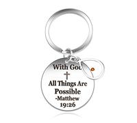 Uloveido With God All Things are Possible Matthew 19:26 Keychain - Stainless Bible Keyring with Teardrop Seed Y2928(drop)