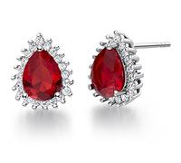 Uloveido Woman July Birthstone Jewellery Water Drop Pear Shape Ear Studs Red Crystal Stud Earrings for Wedding Friendship Birthday Gift-R815