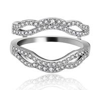 Uloveido Women 925 Silver Infinity Ring Enhancer for Wedding Engagement Anniversary Cubic Zirconia Rings Enhancer Guard for Girls Women Size L Y481