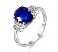 Uloveido Women's 925 Sterling Silver Blue Spinel Ring,Corundum Anniversary Wedding Engagement Ring for Women (3.2g, 2.5ct, Size J 1/2) CJ008-5