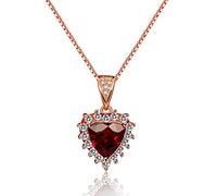 Uloveido Women's 925 Sterling Silver Wedding Necklace Rose Gold Plated Triangle Cut Natural Red Garnet Necklaces January Birthstone Gemstone Birthday Gifts Idea for Women Girl Mom FN109