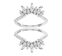 Uloveido Women's 925s Sterling Silver Marquise Cut Cubic Zirconia Ladies Anniversary Wedding Band Enhancer Guard Double Band (Size J)