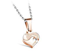 Uloveido Women's Charm Titanium I Love You Necklace Love Heart Puzzle Matching Necklace Birthday Gifts Ideas for her SN922-WOMEN