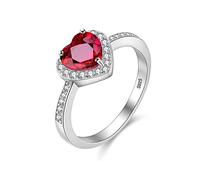 Uloveido Women's Garnet 925 Sterling Silver Heart Love Knot Shaped Promise Rings with White CZ Cubic Zirconia, Engagement Wedding Ring (Size S) CJ007
