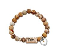 Uloveido Women's Natural Stone Beads Faith Bracelets Charms Heart Mustard Seed Religious Faith Bracelets for Girls Boys Y2000-2