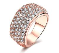 Uloveido Women's Rose Gold Plated Lab Created Diamond Wedding Ring CZ Eternity Band Anniversary Ring Aprial Birthstone Ring for Mom Women Girl-Friend (Rose Gold Size Q) CR002