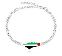 Uloveido Zircobic Palestine Flag Link Chain Bracelet | Peace Symbol Gaza Flag Support Freedom Arabic Bracelets | Lucky Protection Gifts Jewelry for Men, Women | Save Gaza YA5031