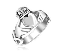 UloveidoMen's Stainless Steel Claddagh Ring with Celtic Knot Eternity Design Friendship Love Loyalty Wedding Band Y2145 (Size 7)