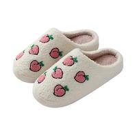 ULPOCMU Cute peach pattern fuzzy home slippers thick sole indoor warmth for women, multicoloured, 5 UK