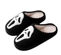 ULPOCMU Halloween Skeleton Scream Slippers New Unisex Home Winter Shoes for Indoor Comfort, Black, 10.5