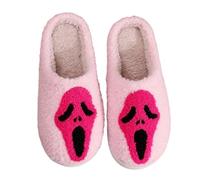 ULPOCMU Halloween Skeleton Scream Slippers New Unisex Home Winter Shoes for Indoor Comfort, Pink, 4 UK