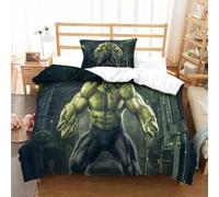 ULPYo Hulk 3D Bedding Set Duvet Cover 2 PCs Soft Microfiber with Zipper Closure for Child Teen Adult Bedroom Quilt Cover Set Single(135x200cm)