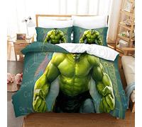 ULPYo Hulk Bedding Set Soft Microfiber Hidden Zipper Quilt Cover 3D Print Design for Kids Teenagers Adult 3 Pcs Duvet Cover Sets Double(200x200cm)