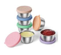 ULPZLBG 6x1.6 Oz Salad Dressing Containers To Go With Lids, Small Leakproof Reusable Stainless Steel Salad Dressing Container For Lunch Boxes,Dipping Sauces, Picnic,Travel And Kitchen Storage.
