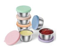 ULPZLBG 6x1.6 Oz Salad Dressing Containers To Go With Lids, Small Leakproof Reusable Stainless Steel Salad Dressing Container For Lunch Boxes,Dipping Sauces, Picnic,Travel And Kitchen Storage.