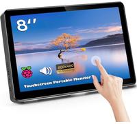 Ulrhzar 8 Inch Touchscreen Monitor Portable Screen Small Monitor Dual LCD Display 800x480 Compatible with Raspberry Pi PC Jetson Nano Game Consoles Mini Monitor Built-in Speakers