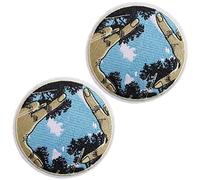 Ulricar 2 PCS Round Sky Embroidered Patches for Clothes, Iron On Patches, Blue, Nature Adventure Travel Outdoor Badge