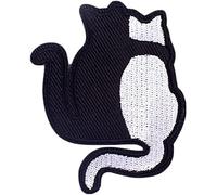 ulricar Black White Cat Embroidery Patch Cute Animal Cats Embroidery Clothes Patch Iron On or Sew On Patch Punk Motif Applique Accessory for Clothes Bag Jacket DIY Applique