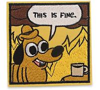 ulricar Cartoon Dog This is Fine Patch Iron On Patches for Clothing, Embroidered Sew On Super Cute Cartoon Anime Patches for Kids Jackets, Shirts, Backpacks