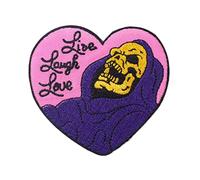 ulricar Live Laugh Love Heart Patch Skeleton Applique Iron On Sew On Skull Heart Patch Sticker for Jackets Jeans Pants Backpacks Clothes, Multicolor, WJH-YF5