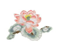 ulricar Lotus Embroidery Patch Iron on Beautiful Flower Stickers for Jacket Flight Suit T-Shirt Skirt Bag Decoration Embroidered DIY Patchwork Handmade Sew Garments Appliques, ZD03, PINK