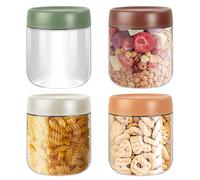 Ulrikco 4 Pack 16oz Overnight Oats Jar, 500ml Glass Jars with Lids, Food Storage Containers, Reusable Wide Mouth Mason Jars for Overnight Oats Salad Fruit Yogurt Pudding Chutney Jam Spice