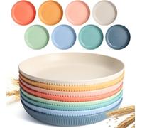 Ulrikco Reusable Plastic Plate Set with 8 Pieces 23 cm, BPA-Free, Microwave Safe & Dishwasher Safe Dinner Plates, Picnic Plates, Unbreakable Dinner Plate for Salad, Pasta, Party, Home