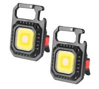 Ulsam 2pcs COB Keychain Work Light, Multifunctional Rechargeable Mini LED Keychain Light, 500LM 7 Modes Portable Mini Pocket Light, Magnetic Small Flashlight with Bottle Opener for Camping Emergency