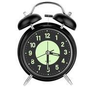 Ulsam Alarm Clock, Battery Powered Non Ticking Silent Desk Clock, Travel Analog Alarm Clock with Large Display, Kids Alarm Clock with Luminous Hand, Loud Alarm Clock for Heavy Sleepers (Black)