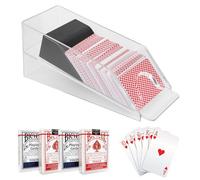 Ulsam Blackjack Shoe Collection Playing Card Dispenser, 4 Deck Size Casino Grade Card Dealer, Card Shoe for Standard Size Poker Deck Gambling Games Accessories, Blackjack Shoe and Discard Tray (Clear)