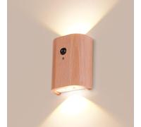 Ulsam Rechargeable Wall Lights Indoor, Motion Sensor Night Light Up and Down Pir Wireless Battery Operated Wall Lights Warm White Wall Lamp for Indoor, Hallway, Stairway, Bedroom (Yellow)