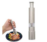 Ulsam Salt and Pepper Grinder, Stainless Steel Grinder with Modern Design Thumb Button, Refillable Small Manual Grinder, All Steel Grinding Core for Grind Black Pepper White Pepper Peppercorns Cumin