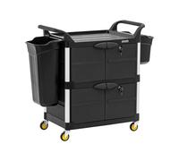 ulsonix ULX-OFPP Cleaning Trolley Lockable 3 Shelves 150 kg Load Capacity Smooth Wheels Handy Handles Cleaning Trolley for Hotels and Offices Hotel Trolley Laundry Trolley