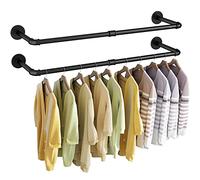UlSpeed Wall Mounted Clothes Rack 38.4in, Industrial Pipe Wall Mount Clothing Rack, Heavy Duty Iron Garment Racks, Space Saver Multi-purpose Hanging Rod for Laundry Room, Closet Storage, 2 Packs