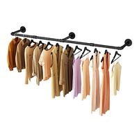 UlSpeed Wall Mounted Clothes Rack 52.6in, Industrial Pipe Clothing Racks Wall Mount, Heavy Duty Detachable Iron Garment Bar, Saving Space, Multi-Purpose Hanging Rod for Bedroom, Laundry Room, 1 Pack