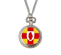 Ulster Province Pocket Watch - Red Hand of Ulster Flag Design | Irish Heritage Celtic Gift | 36mm Quartz Silver Pocket Watch with 80cm Chain | Ireland Ancestry Keepsake for Men & Women