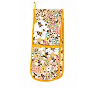 Ulster Weavers Bee Keeper Cotton Double Oven Gloves - With Cute Floral Bee Insect Animal Hand Drawn Design - 100% Cotton, Double Oven Mitts - Cooking Gifts for Bakers & Chefs - Kitchenware Range