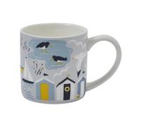Ulster Weavers - Blue Nautical Mug 250ml - Dishwasher & Microwave Safe - Ceramic New Bone China - Coffee Mug with Beach Huts - Nautical Kitchen Accessories - Coastal Themed Mug/Cup - Seashore Mug