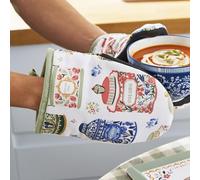 Ulster Weavers - Blue Vintage Microwave Oven Mitts (18 x 14.5cm) - 100% Cotton - 1x Pair - Blue Floral Oven Glove Heat Resistant - Oven Glove with Flowers - Vintage Kitchen Accessories/Gifts