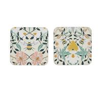 Ulster Weavers - Bumble Bee & Floral Coasters - Durable 100% Cork - Coasters Set of 4 Pieces - Size 10.5 x 10.5 x 0.5cm - Coaster Set for Drinks/Cups/Mugs - Bumblebee Gifts - Bee Kitchen Accessories