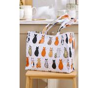 Ulster Weavers 'Cats In Waiting' Cats Print PVC Shoulder Bag in White Ulster Weavers White One Size
