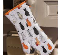 'Cats In Waiting' Cats Print Gauntlet Oven Glove Ulster Weavers Orange One Size