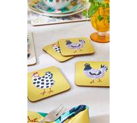 Ulster Weavers 'Chick Chicken' Chicken Print Printed MDF Coasters (4 Pack) in Yellow Ulster Weavers Yellow