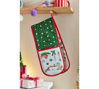 Ulster Weavers 'Christmas Cats' Festive Print 100% Cotton Double Oven Glove in Light Green Ulster Weavers Light Green